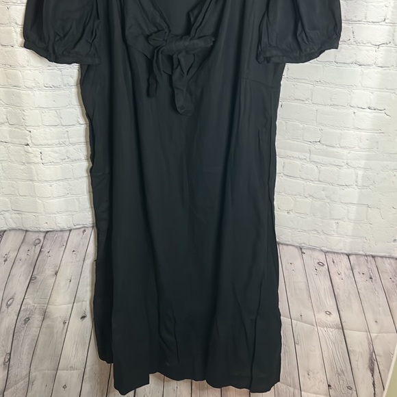 NWT Who What Wear Black Linen Blend Tiered Midi A-line Dress 4X - Picture 5 of 7